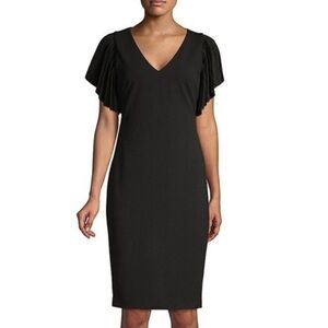 Eliza J Ruffle Pleated-Sleeve Sheath Dress
